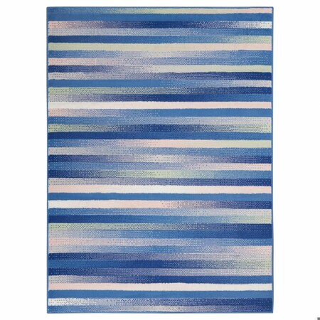 Homeroots 6 x 9 ft. Blue & Ivory Halftone Stripe Area Rug 385876